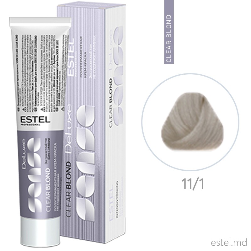 Vopsea-crema semipermanenta Estel DE LUXE SENSE CLEAR BLOND, 11/1 Ultra blond gri, 60 ml