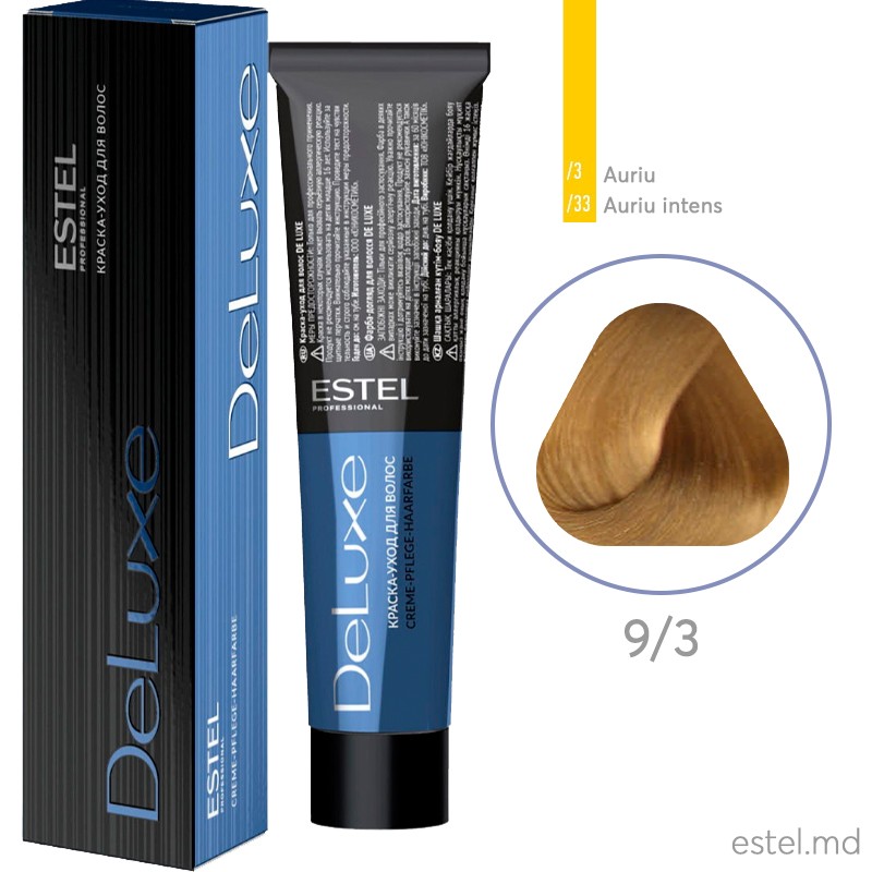 Vopsea permanenta de par De Luxe 9/3 Blond auriu 60 ml