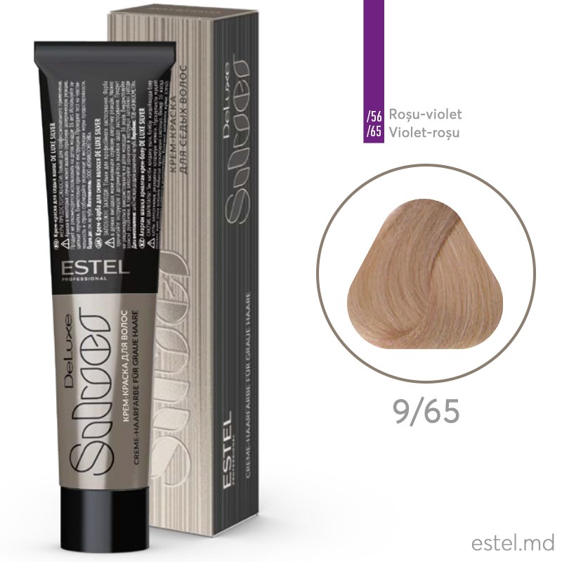 Vopsea-crema permanenta pentru par alb ESTEL DE LUXE SILVER, 9/65 Blond violet-rosu, 60 ml