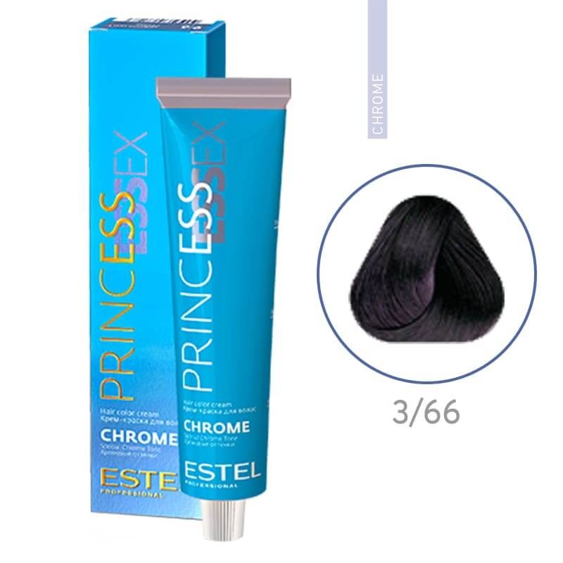 Крем-краска для волос PRINCESS ESSEX CHROME, 3/66 Темный шатен фиолетовый  интенсивный, 60 мл | Estel Молдова