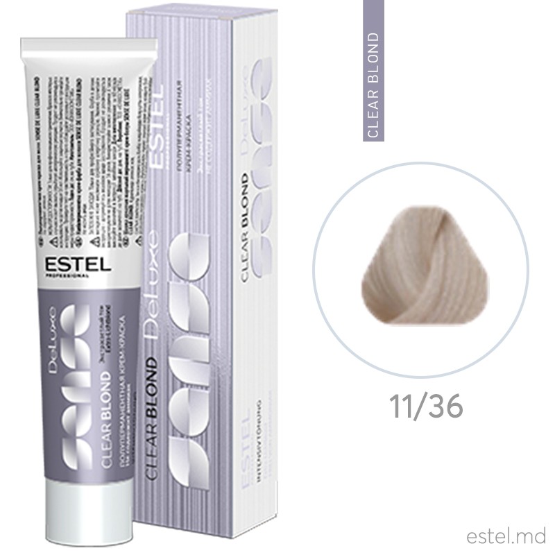 Vopsea-crema semipermanenta Estel DE LUXE SENSE CLEAR BLOND, 11/36 Ultra blond auriu-violet, 60 ml