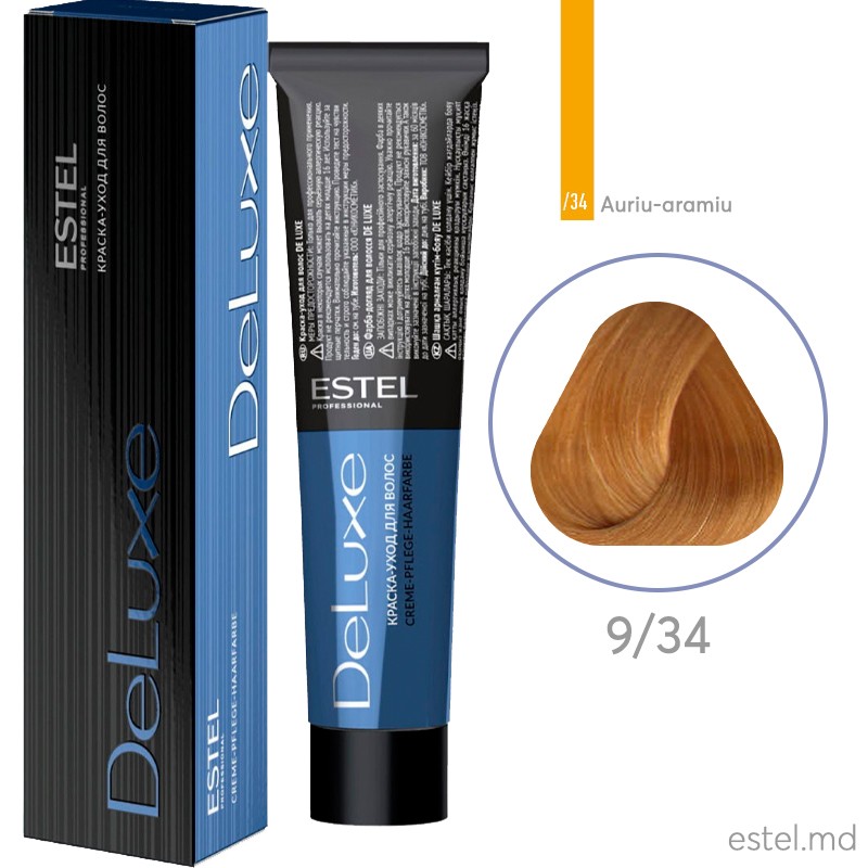 Vopsea permanenta de par De Luxe 9/34 Blond auriu-aramiu 60 ml