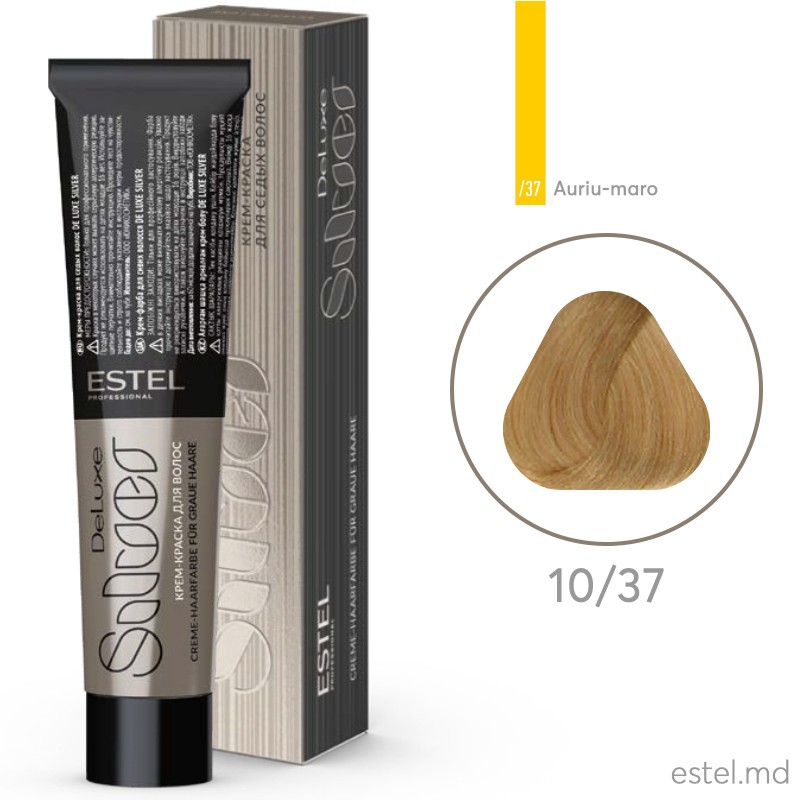 Vopsea permanenta de par De Luxe SILVER 10/37 Blond foarte deschis auriu-maro 60 ml