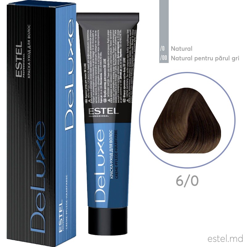 Vopsea permanenta de par De Luxe 6/0 Blond inchis 60 ml