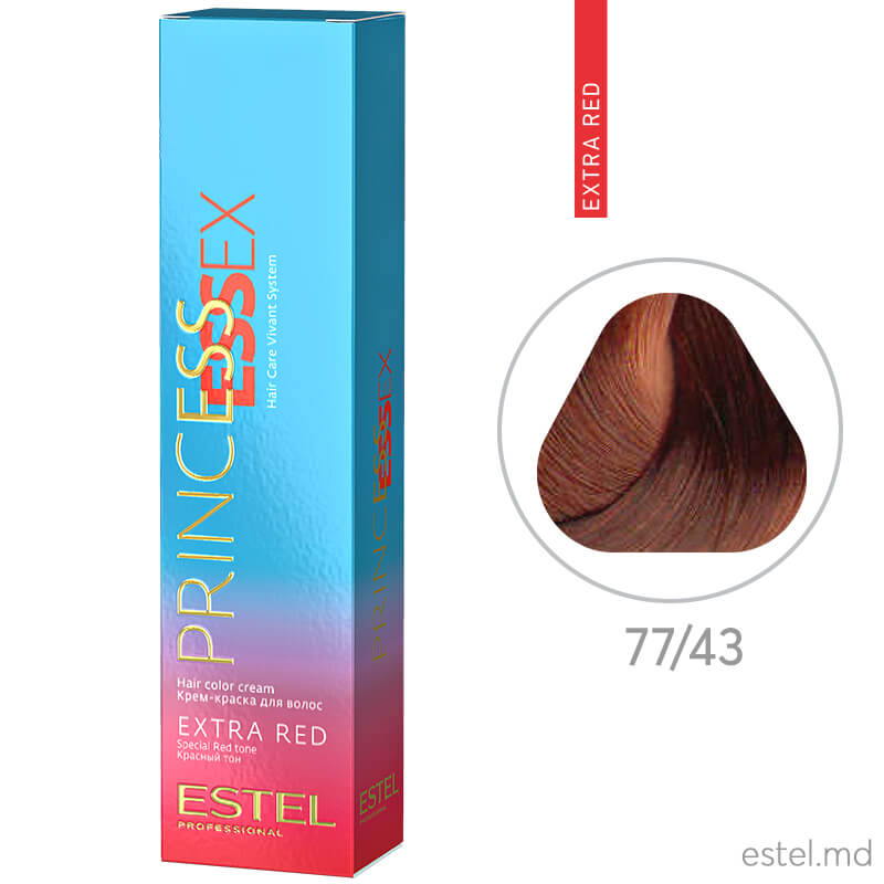 Крем-краска для волос PRINCESS ESSEX EXTRA RED, 77/43 Русый медно-золотистый, 60 мл