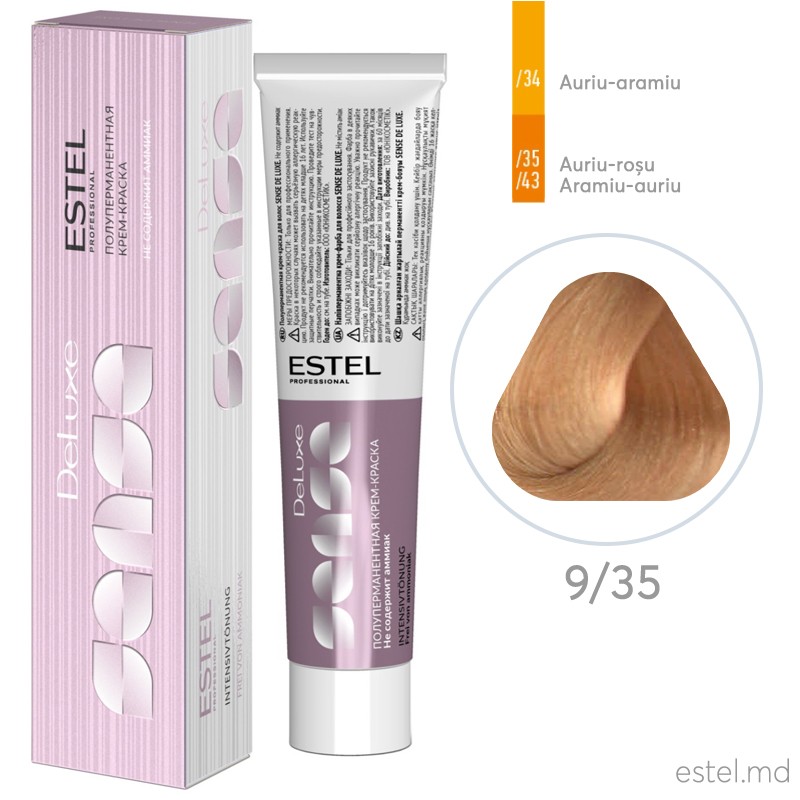 Vopsea semipermanenta de par De Luxe Sense 9/35 Blond deschis auriu-rosu 60 ml