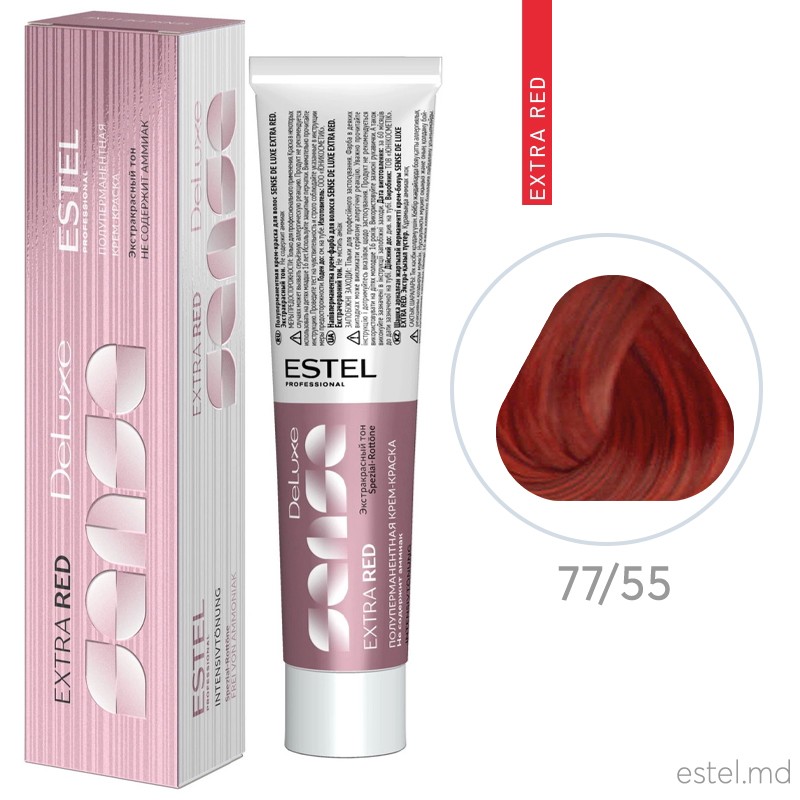 Vopsea semipermanenta de par De Luxe Sense Extra Red 77/55 rosu 60 ml