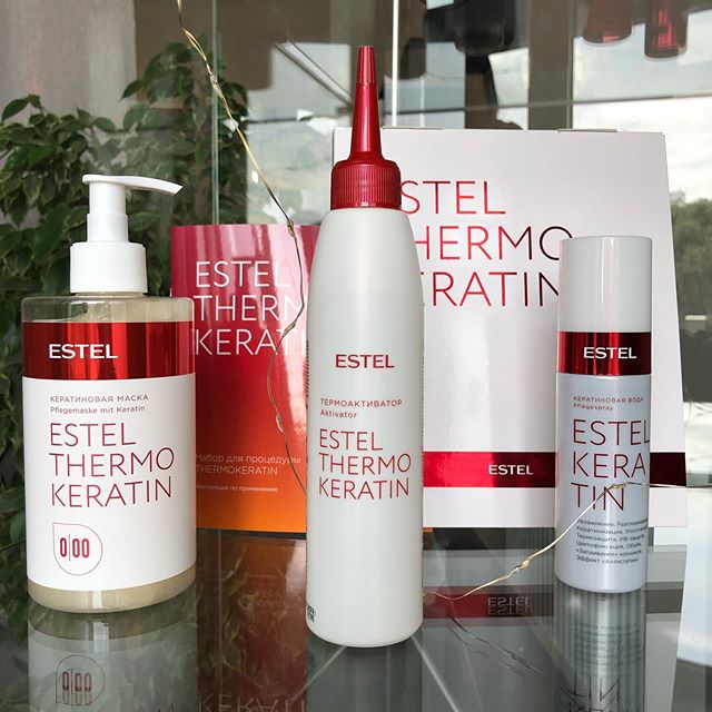 Set pentru procedura de tratament par cheratina ESTEL THERMOKERATINE (Apa cu keratina 100ml, Masca cu keratina 435ml, termoactivator 200ml)