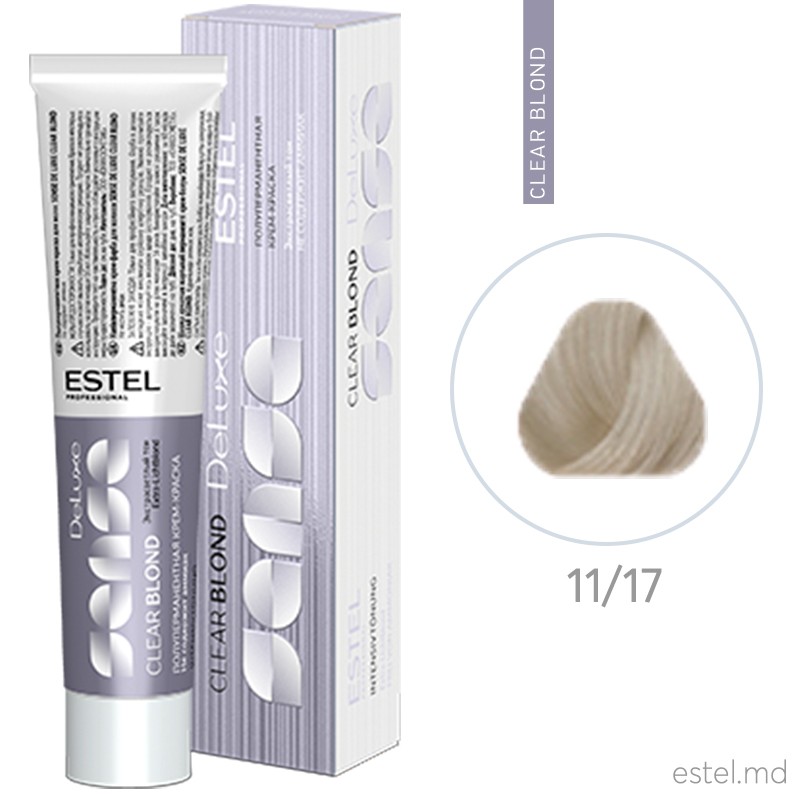 Vopsea-crema semipermanenta Estel DE LUXE SENSE CLEAR BLOND, 11/17 Ultra blond gri-maroniu, 60 ml