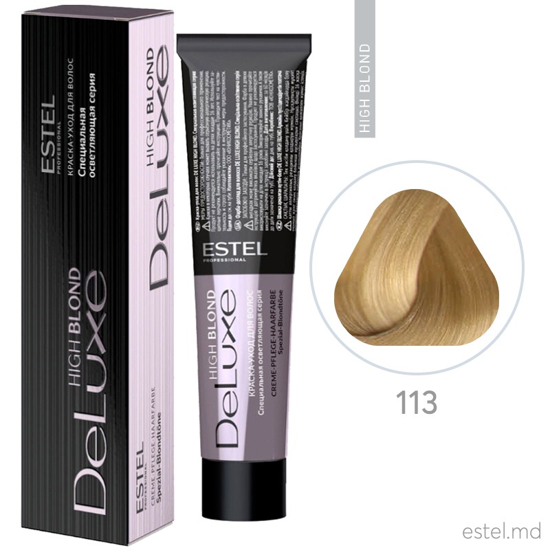 Vopsea permanenta de par De Luxe High Blond 113 Blond special cenusiu-auriu 60 ml