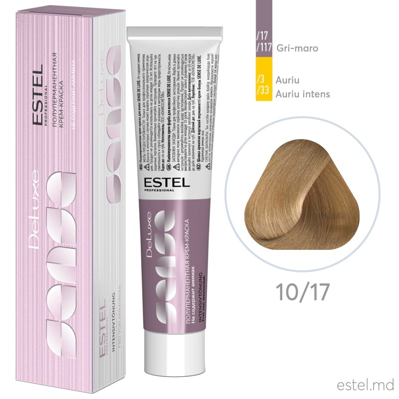 Vopsea semipermanenta de par De Luxe Sense 10/17 Blond foarte deschis cenusiu-maroniu 60 ml