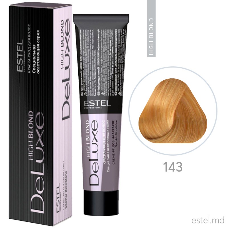 Vopsea permanenta de par De Luxe High Blond 143 Blond special aramiu-auriu 60 ml