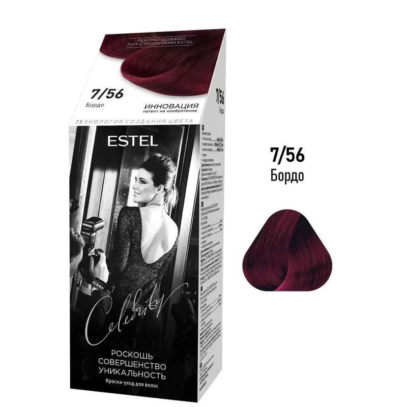 Vopsea-îngrijire pentru păr semipermanentă Celebrity, 7/56 Bordo, 125 ml