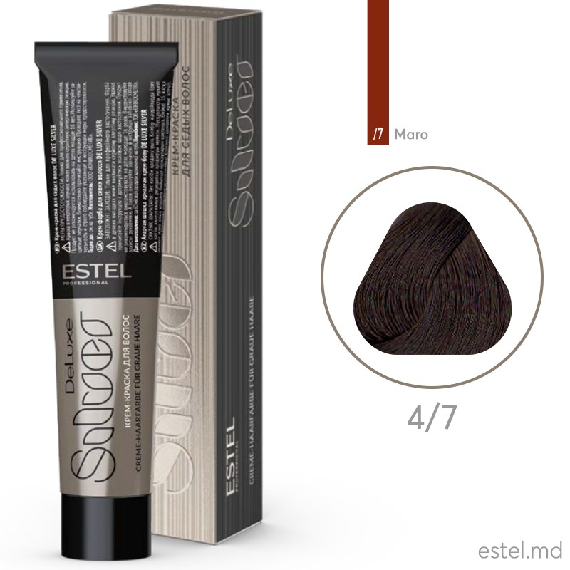 Крем-краска для седых волос DE LUXE SILVER, 4/7 Шатен коричневый, 60 мл