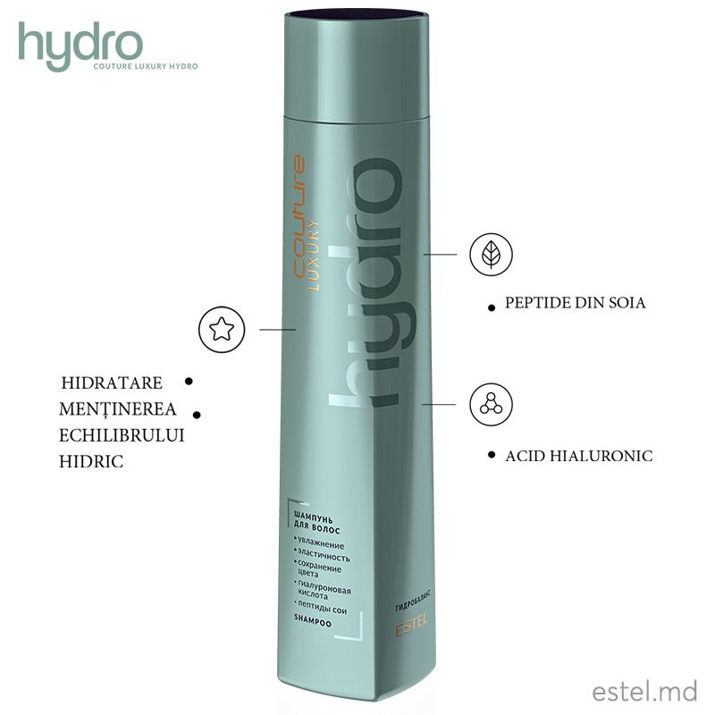 Șampon pentru păr LUXURY HYDROBALANCE ESTEL HAUTE COUTURE, 300 ml