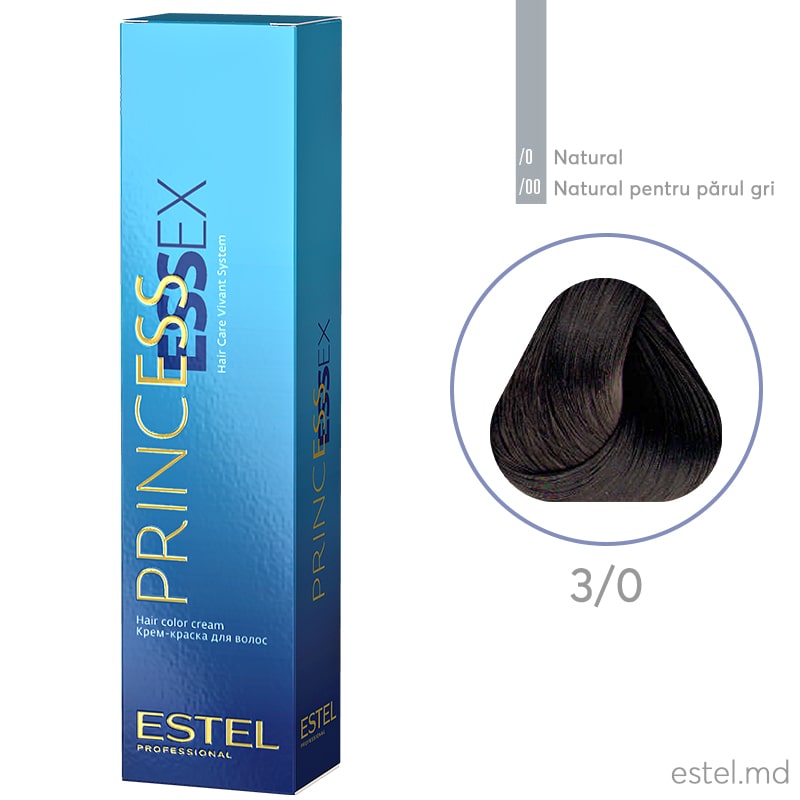 Крем-краска для волос PRINCESS ESSEX, 3/0 Темный шатен натуральный, 60 мл