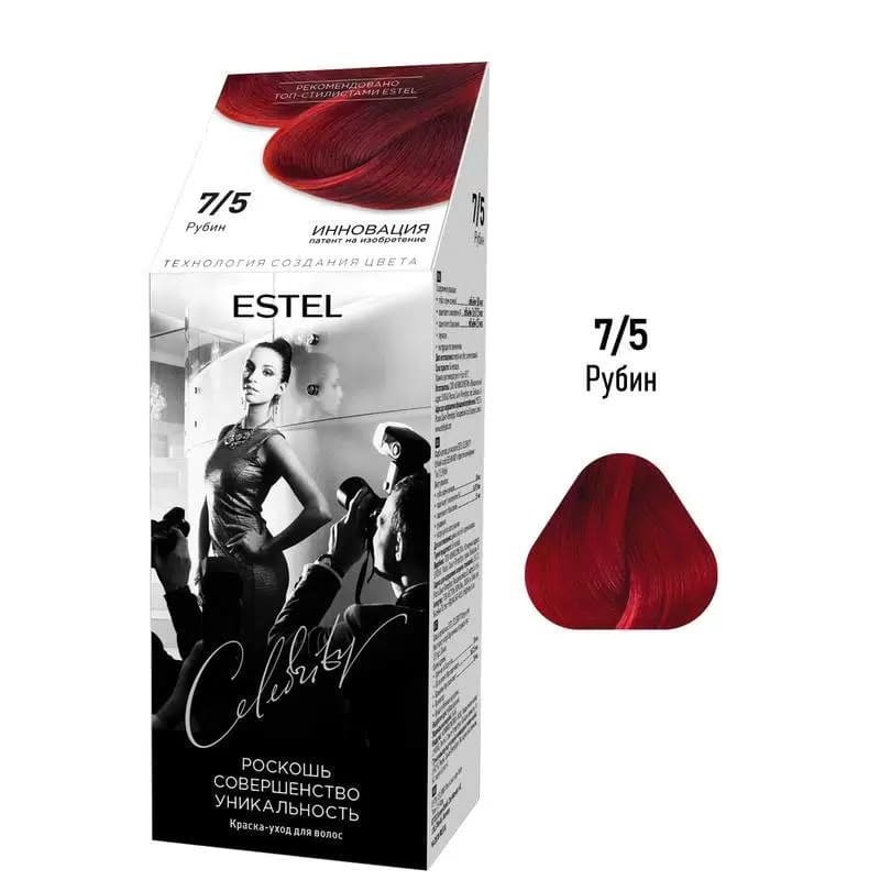 Vopsea-îngrijire pentru păr semipermanentă Celebrity, 7/5 Rubin, 125 ml