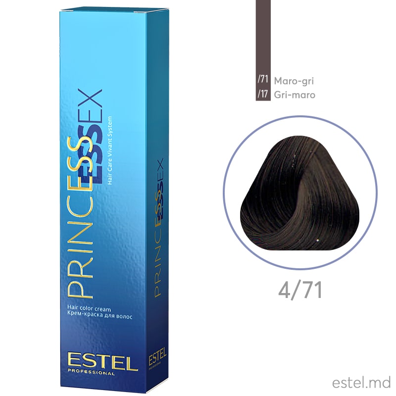 Крем-краска для волос PRINCESS ESSEX, 4/71 Шатен коричнево-пепельный, 60 мл